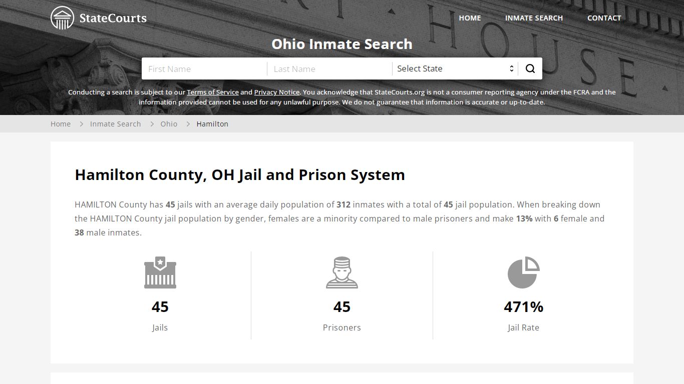 Hamilton County, OH Inmate Search - StateCourts